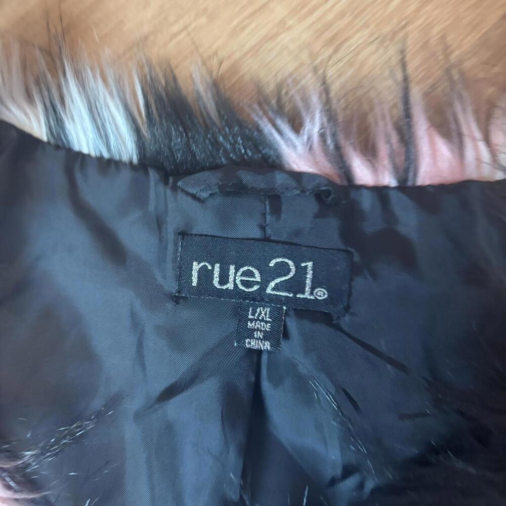 Rue 21 Y2K Faux Fur Vest Black White Pink McBling Festival Gyaru Large - Picture 5 of 8